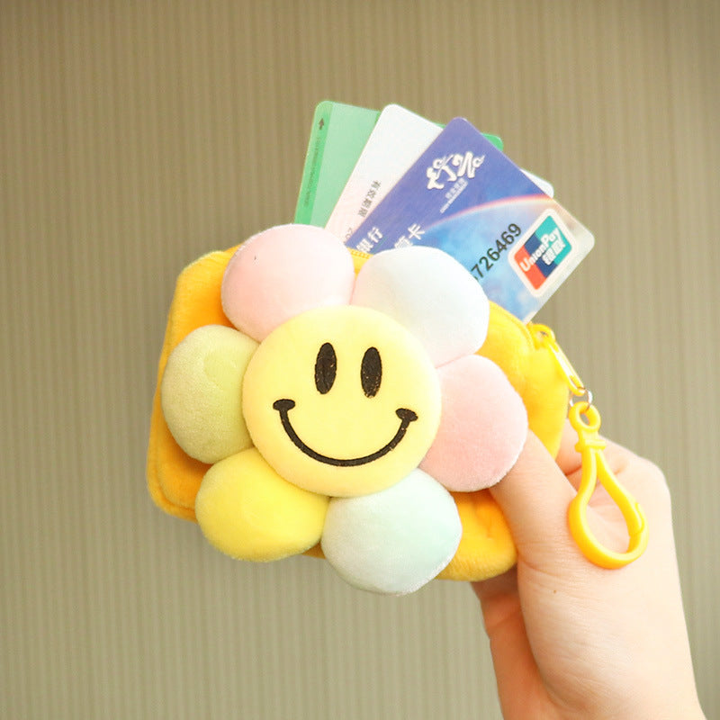 Wholesale Creative Candy Color Flower Coin Purse Plush Keychain